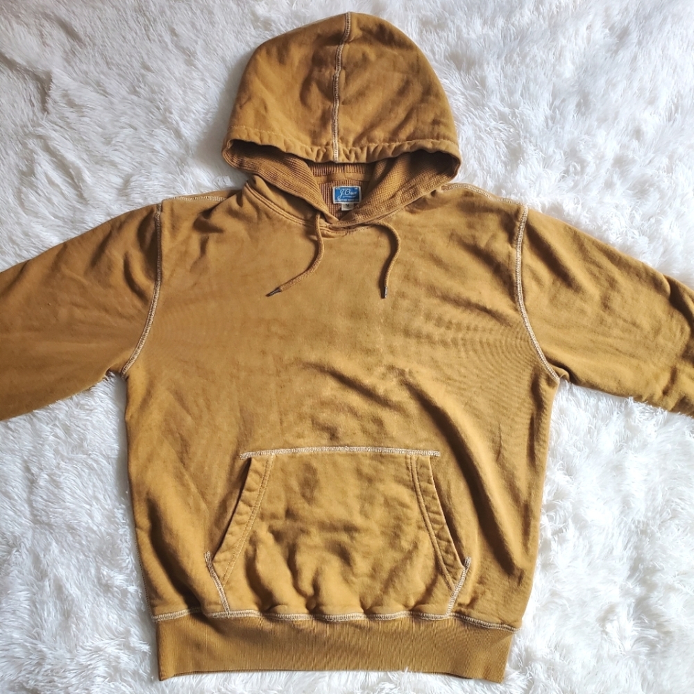 J. CREW Men's Garment Dyed Waffle Lined French Terry Hoodie Sweatshirt
